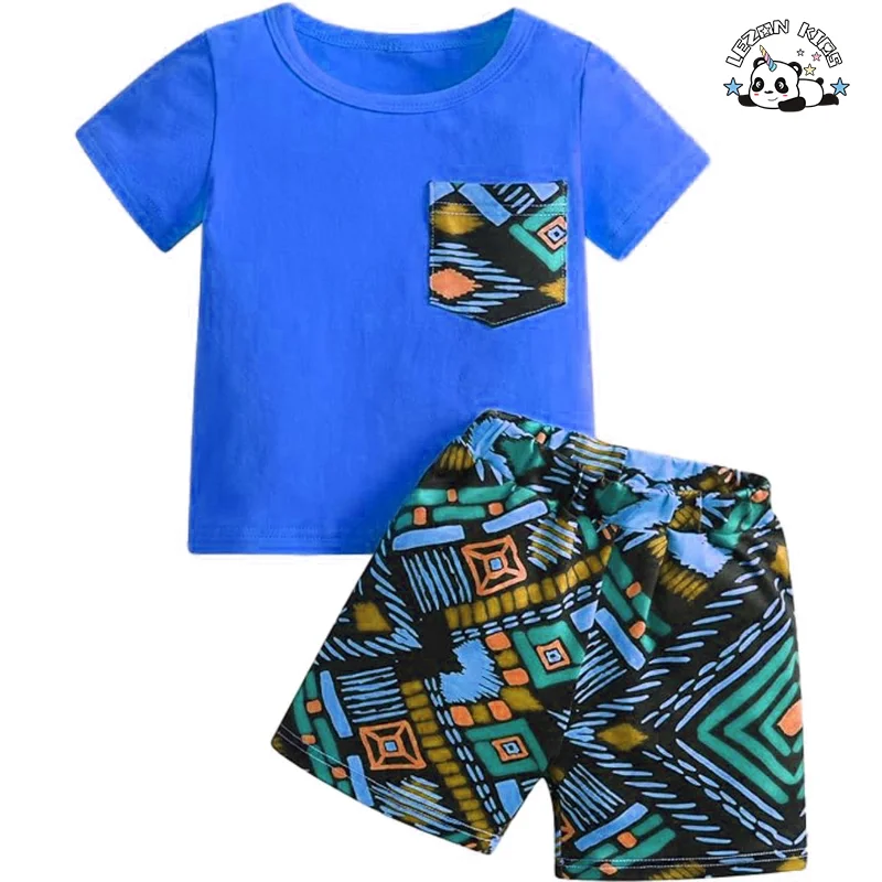 LEZONKIDS - Conjunto de Roupas de Criança Personalizáveis para Férias de Verão Camiseta e Shorts de Algodão Casual para Bebês e Crianças
